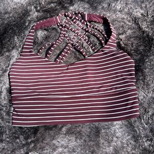 Lululemon Free to be wild longline 6 maroon and white